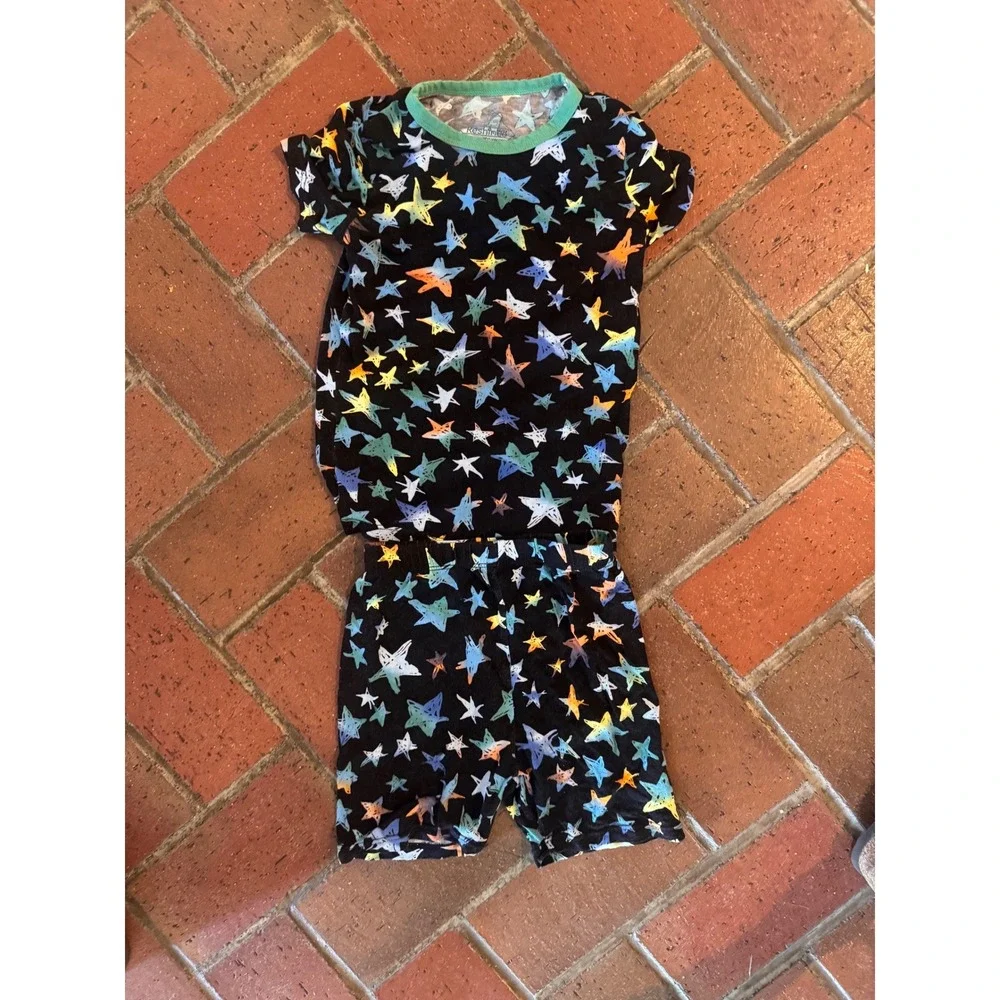Reshinee Kids Bamboo Viscose Pajama Set Short Sleeve Stars Black 3-4T